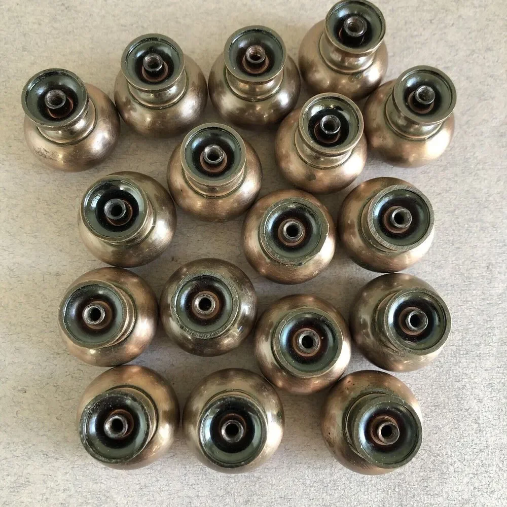 17 Brushed Metal Drawer Cabinet Pulls / Knobs, Rose Gold, Pre-owned, No Screws